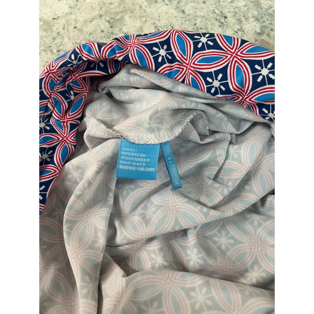 J.McLaughlin Pants Catalina Cloth XS Blue Red Geometric Trellis Straight Leg - Picture 8 of 10